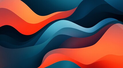 Fototapeta premium Vibrant abstract waves in shades of blue, orange, and red create a dynamic visual flow.