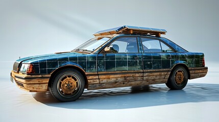 vintage car on white background