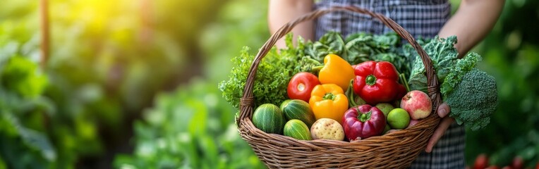 Fresh Harvest Of Vegetables Gathered Outdoors