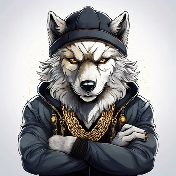 recommend clip art: Wolf Gangster Mafia Boss Illustration