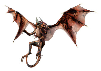 3D Rendering Fairy Tale Dragon on White