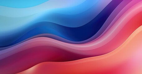 Fototapeta premium A vibrant abstract design featuring flowing waves in various shades of blue, pink, and purple, creating a soothing visual effect.