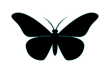 Butterfly silhouette art and outline vector icon 