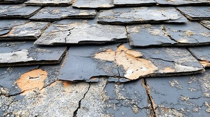 Shingle roof surface showing a blend of fresh hail damage and aged cracks, emphasizing the contrast in wear and tear over time from different storms