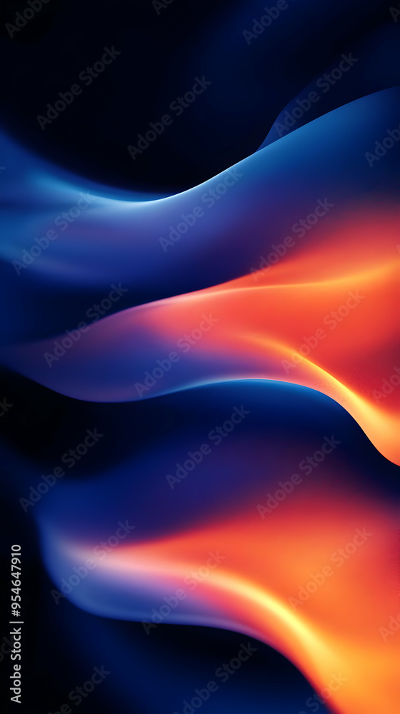 Canvas Prints Abstract red and blue wave design with dark background.