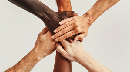 Diverse Hands Joined Together in Unity