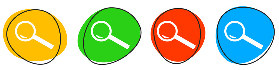 4 bunte Icons: Lupe - Button Banner