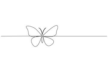 Butterfly one line art and outline vector icon design