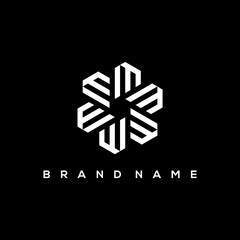 initial M hexagon monogram vector logo ornament