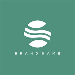 initial S leaves and waves vector logo
