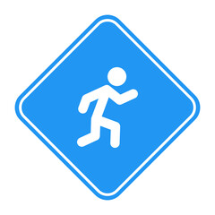 pedestrian area icon sign, pedestrian zone sign, pedestrian walkway