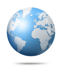 Blue earth globe isolated on white background