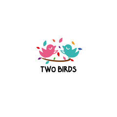 Two birds vector logo design, two chicks logo 