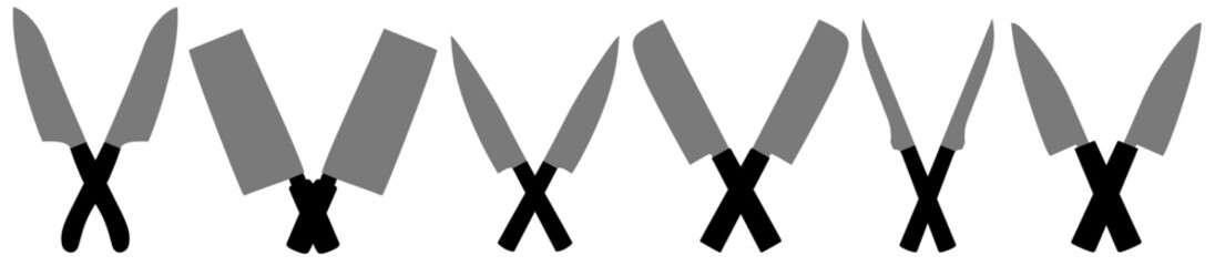 set collections vector crossed knives icon. sharp knife symbol design vector illustration