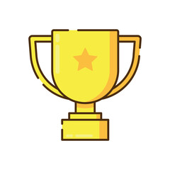 Gold trophy icons and symbols associated with winning flat design icon editable stroke
