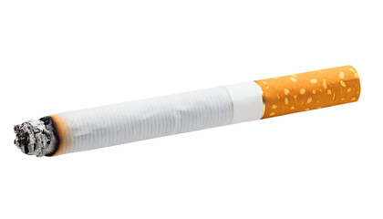 Burning cigarette isolated.