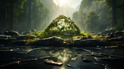 Nature-Embraced Recycling Symbol. A Call to Action for Climate Preservation and Waste Reduction.