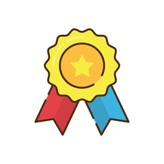 Achievement tittle icons and symbols associated with winning flat design icon. editable stroke