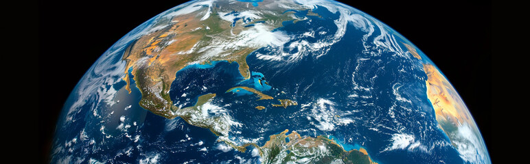 Fototapeta premium Stunning Aerial View of Earth from Space: Vibrant Oceans, Continents, and Clouds
