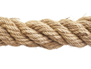 Frayed rope about to break, isolated on white background. PNG transparent.