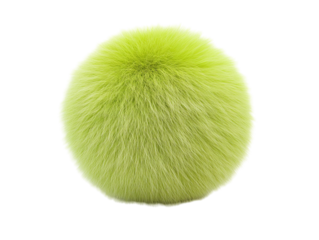Green fluffy ball with soft texture isolated on white background. PNG transparent.