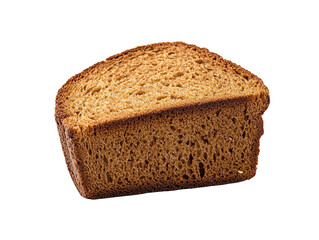 Slice of brown bread with grains isolated on white background. PNG transparent.