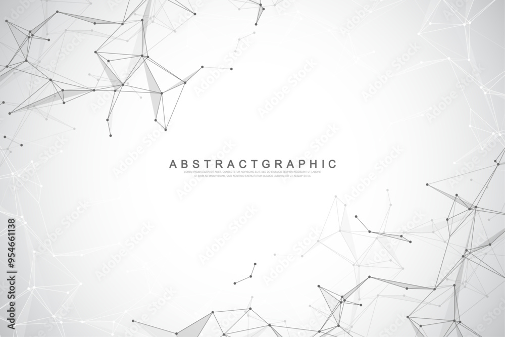 Leinwandbilder Plexus abstract digital background. Digital network connection banner design template in the global business concept. Big data visualization. Internet technology