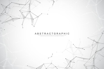 Plexus abstract digital background. Digital network connection banner design template in the global business concept. Big data visualization. Internet technology