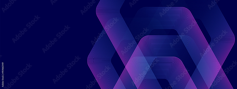 Aufkleber abstract glowing hexagonal lines on dark blue background. digital futuristic technology concept. geo