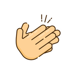 Hand applause icons and symbols associated with winning flat design icon editable stroke