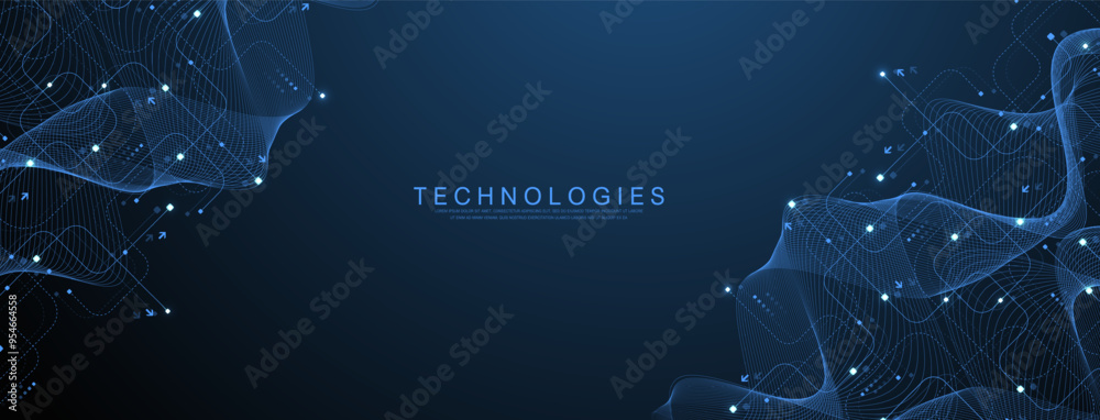 Poster abstract digital technology background. digital tech motherboard texture design. engineering circuit