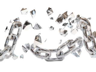 Broken metal chain isolated on a white background. PNG transparent.