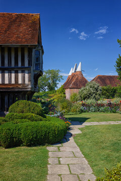 The confused Oast house at Great Dixter Northiam East Sussex England UK