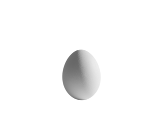White egg standing upright on a white background. PNG transparent.