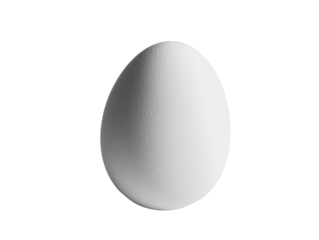 White egg standing upright on a white background. PNG transparent.