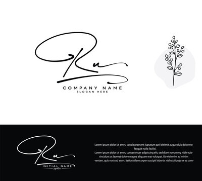 R U RU initial handwriting signature logo