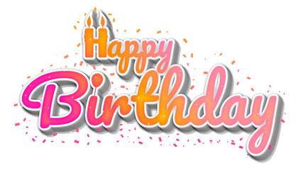 Happy Birthday 3D text transparent 