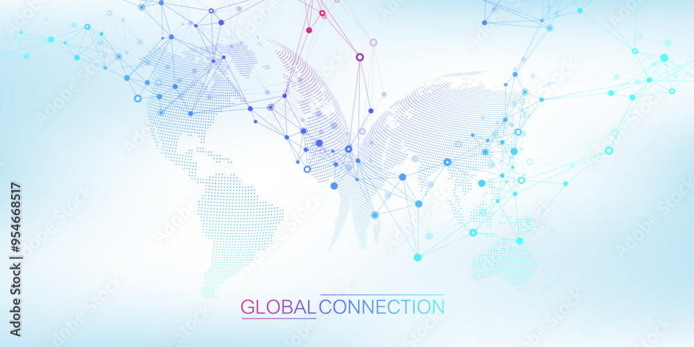 Poster Plexus abstract digital background. Digital network connection banner design template in the global business concept. Big data visualization. Internet technology