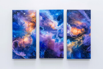 Space astronomy triptych with planets