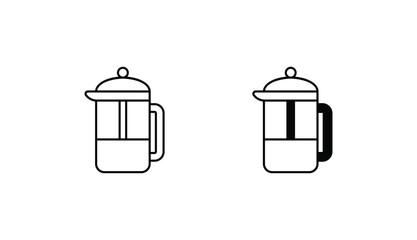 French Press icon design with white background stock illustration