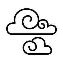 Cloud curl, fantasy cloud, oriental cloud, chinese cloud icon in thin line style vector illustration graphic design