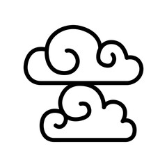 Cloud curl, fantasy cloud, oriental cloud, chinese cloud icon in thin line style vector illustration graphic design