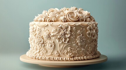 Elegant Floral Wedding Cake: A masterpiece of culinary art, this exquisite white wedding cake is adorned with delicate buttercream flowers, creating a stunning centerpiece for any romantic celebration