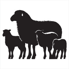 Sheep silhouette isolated on white background

