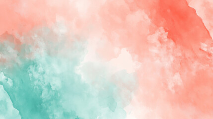 Obraz premium Abstract Watercolor in Coral and Mint Hues