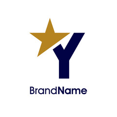 Minimalist Initial Y Gold Star Logo