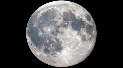 Obraz premium Stunning close-up image of a full moon against a dark background, showcasing its lunar surface and craters in high detail.