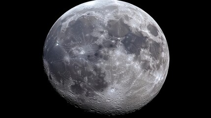 Obraz premium A stunning close-up of the moon showcasing its craters and features against a black background, ideal for nature and astronomy themes.