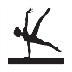 Fototapeta premium Emale artistic gymnastics silhouette on white background 
