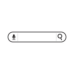 Magnifying glass and microphone icon in the search bar. search bar and search button. vector icon